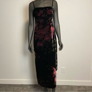 🪽 Rickie freeman Teri Jon nites / vintage silk blend maxi floral velvet dress